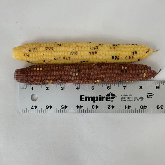 Vintage Corn Cob Candles 50s 60s Yellow Brown Thanksgiving Holiday Harvest Taper - Picture 4 of 6